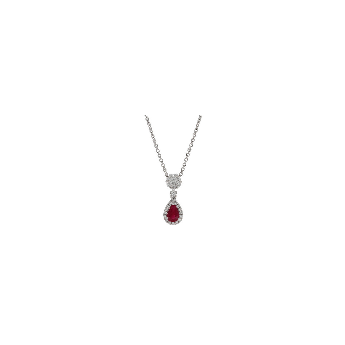 Pendiente Gota Oro Balnco Diamante Ruby - FG18-47762 0,25-0,52