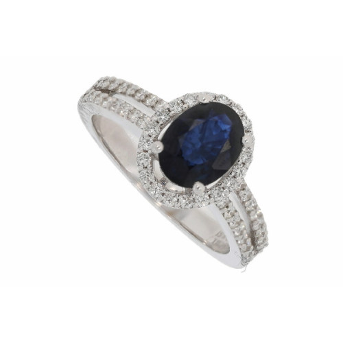 Anillo Roseta Oro Blanco Diamante Z Azul - RG097781-118 0,44