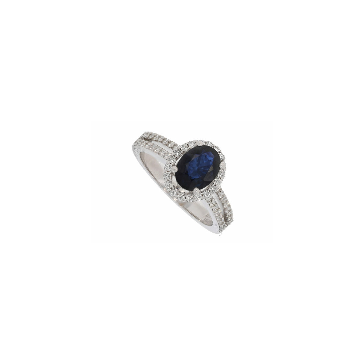 Anillo Roseta Oro Blanco Diamante Z Azul - RG097781-118 0,44